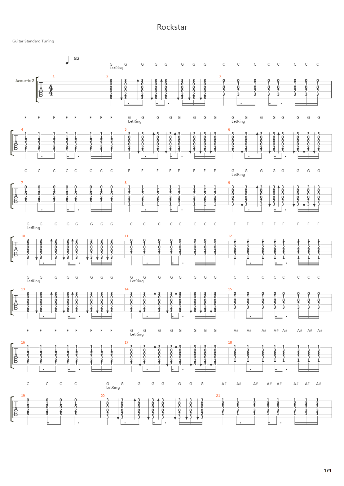 Rockstar吉他谱