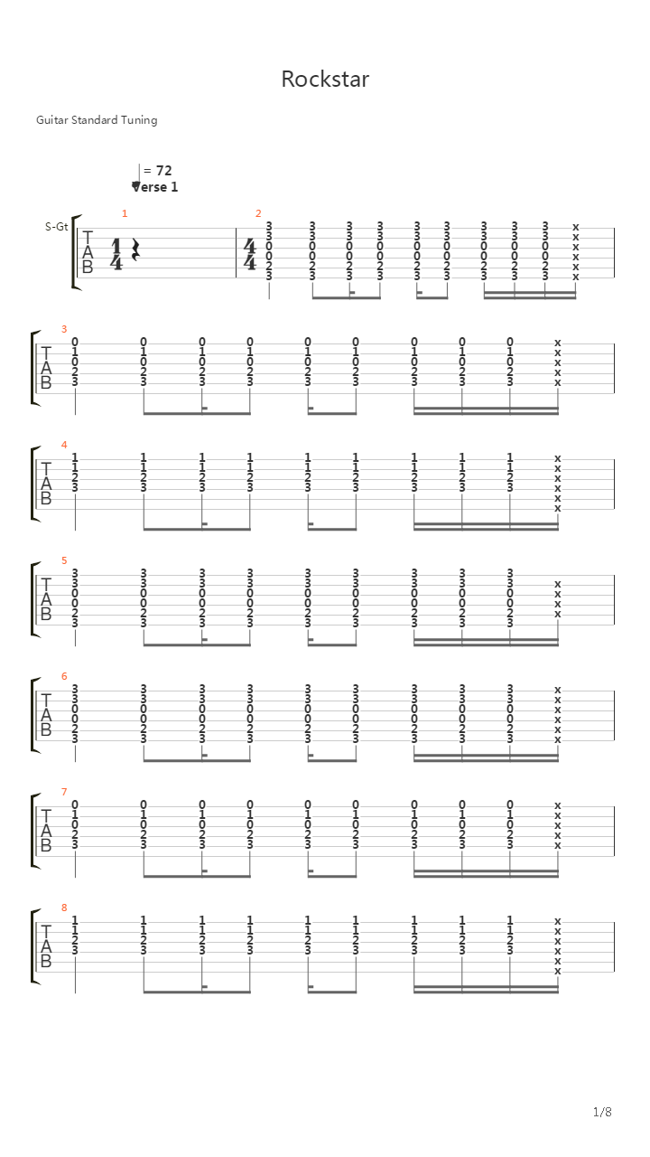 Rockstar吉他谱