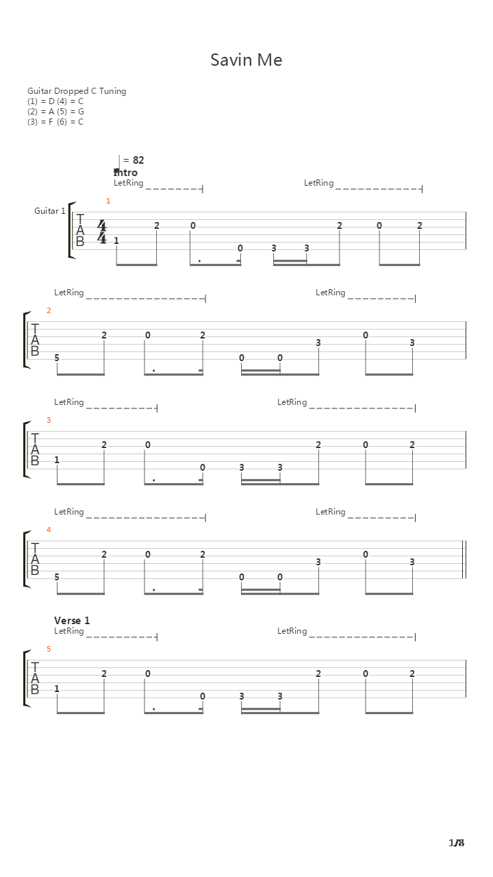 Savin Me吉他谱
