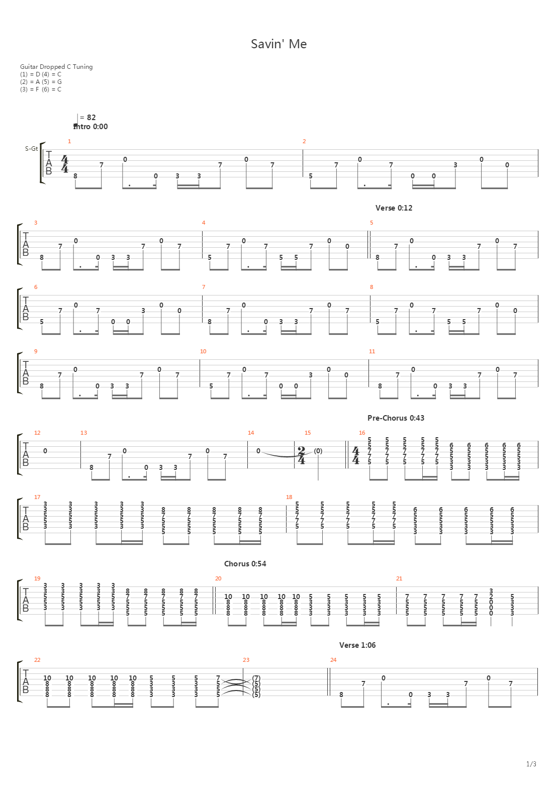 Savin Me吉他谱