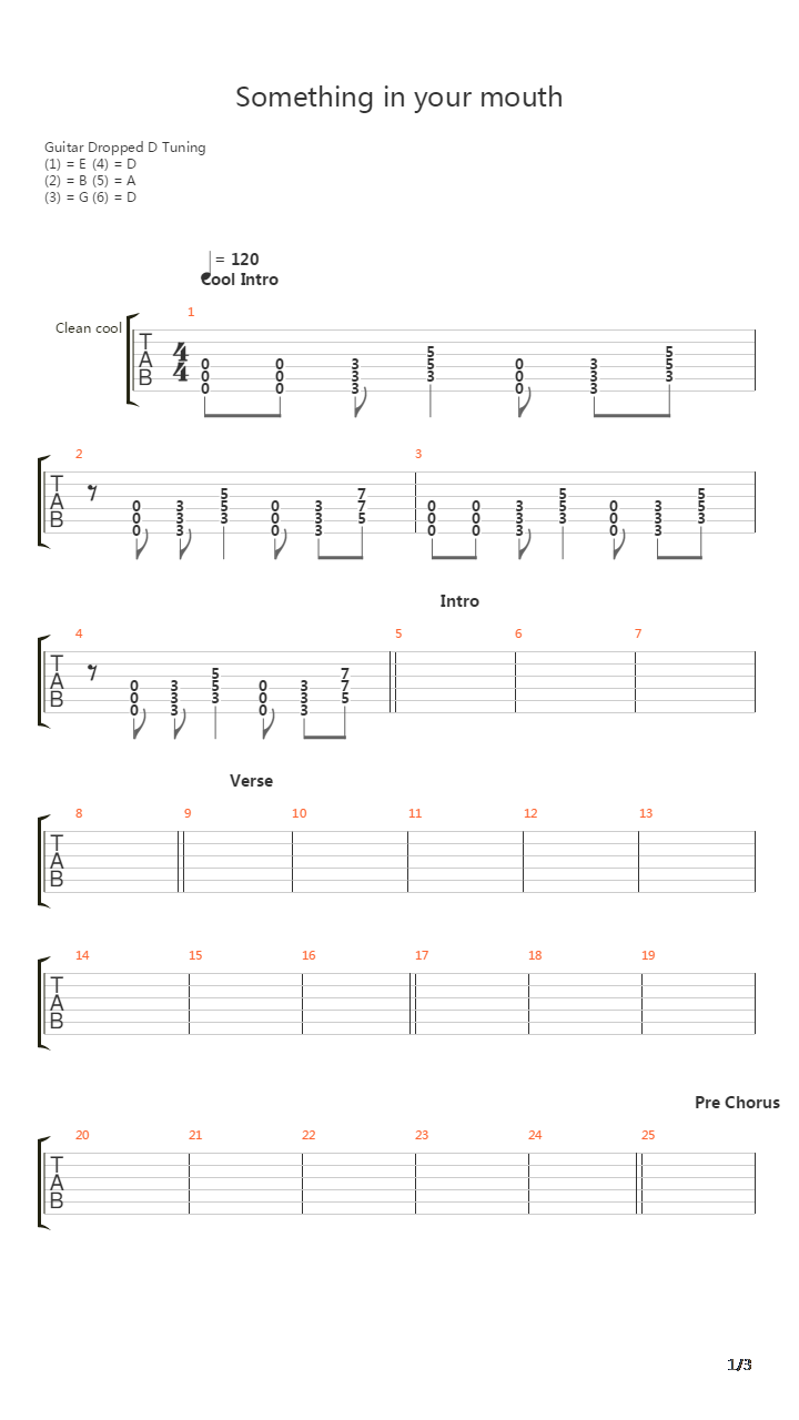 Something In Your Mouth吉他谱