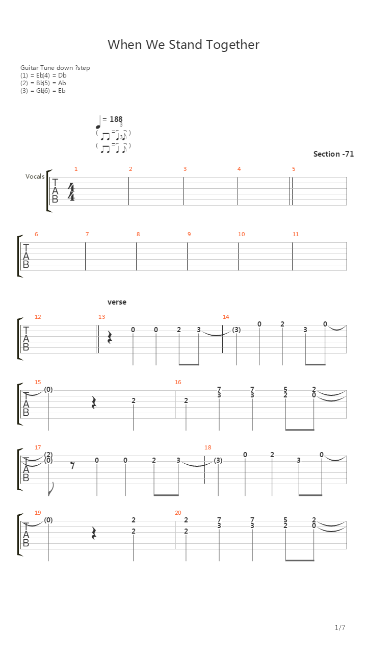 When We Stand Together吉他谱