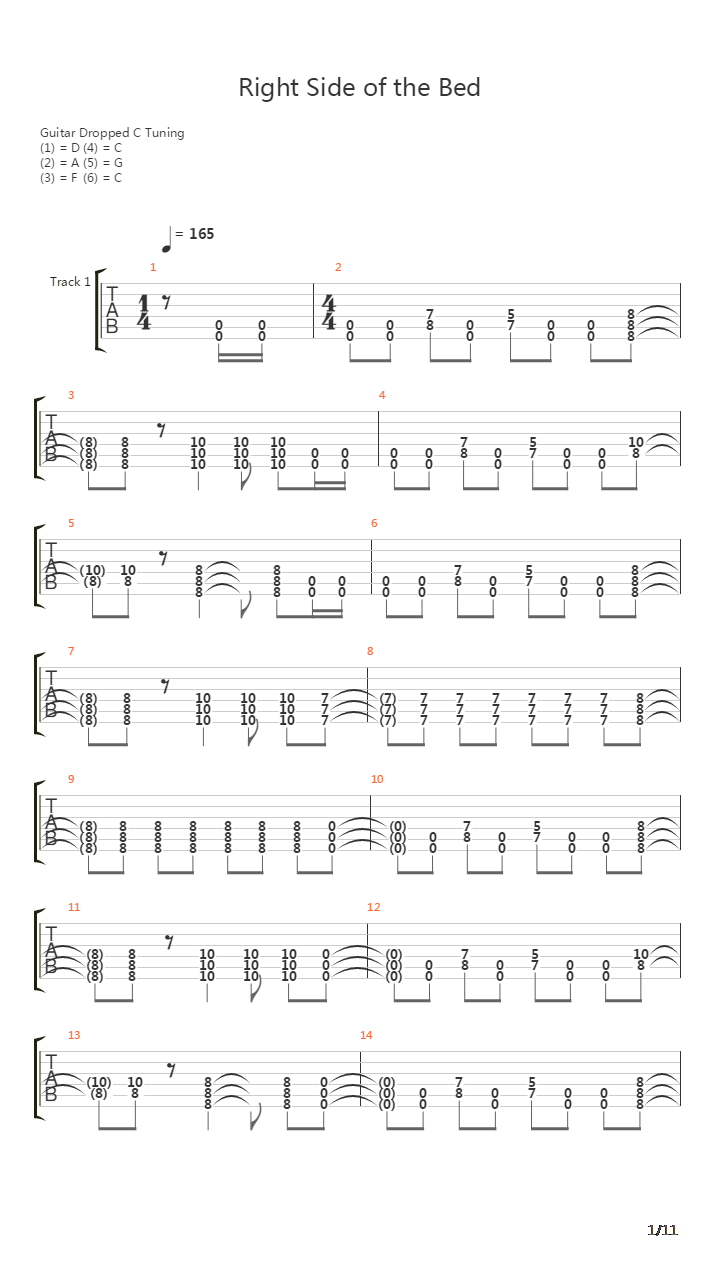 Right Side of the Bed吉他谱