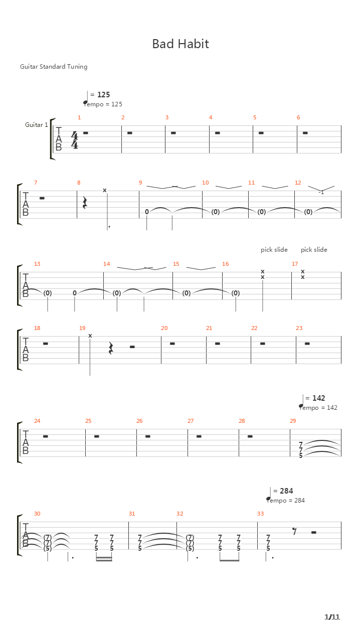 Bad Habit吉他谱