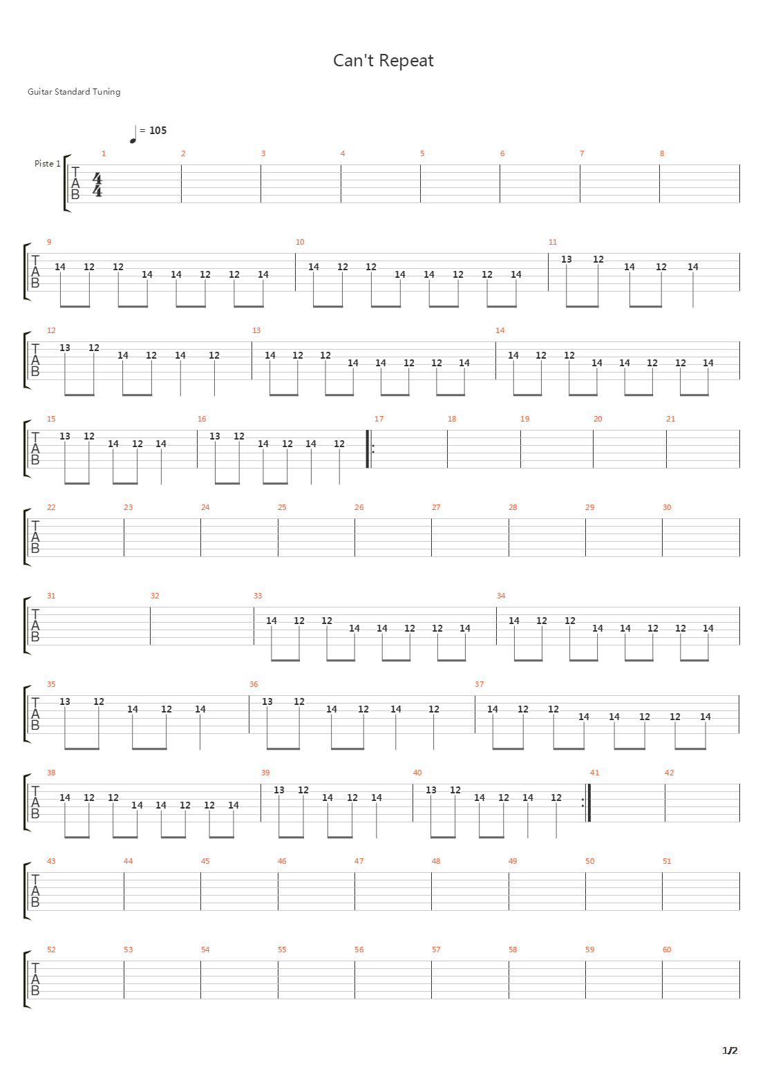 Cant Repeat吉他谱