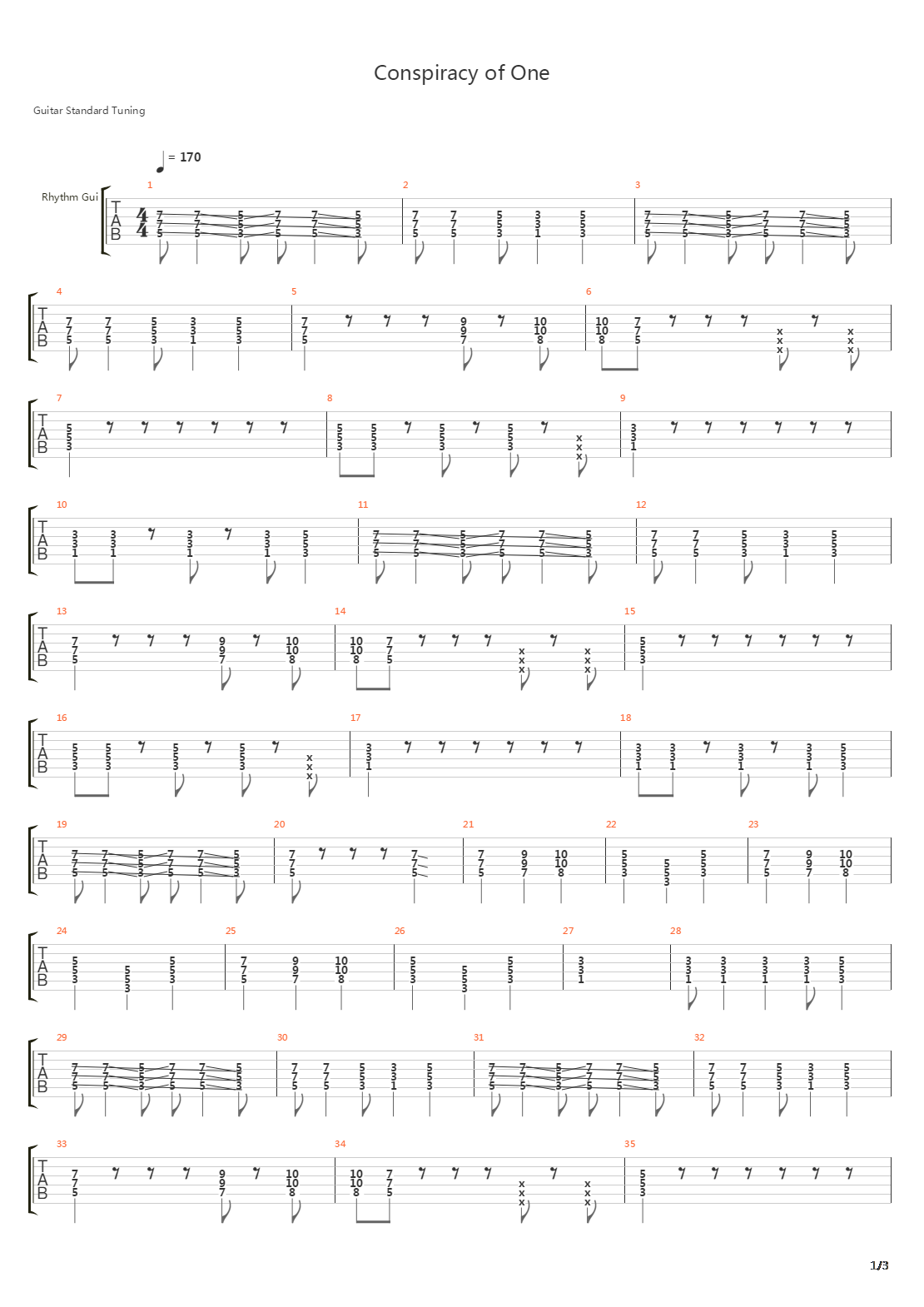 Conspiracy Of One吉他谱
