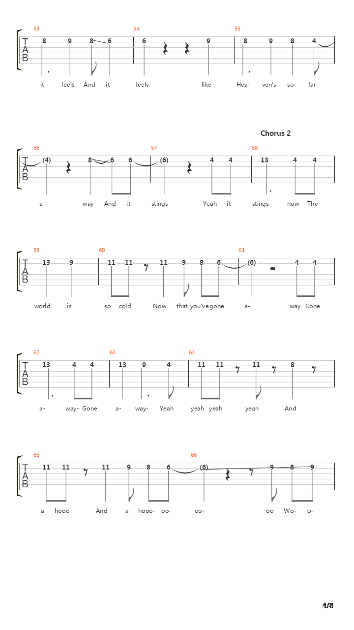 Gone Away吉他谱