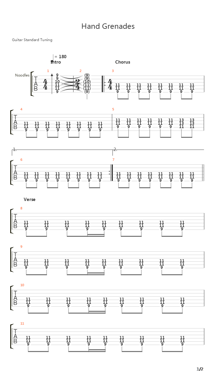 Hand Grenades吉他谱