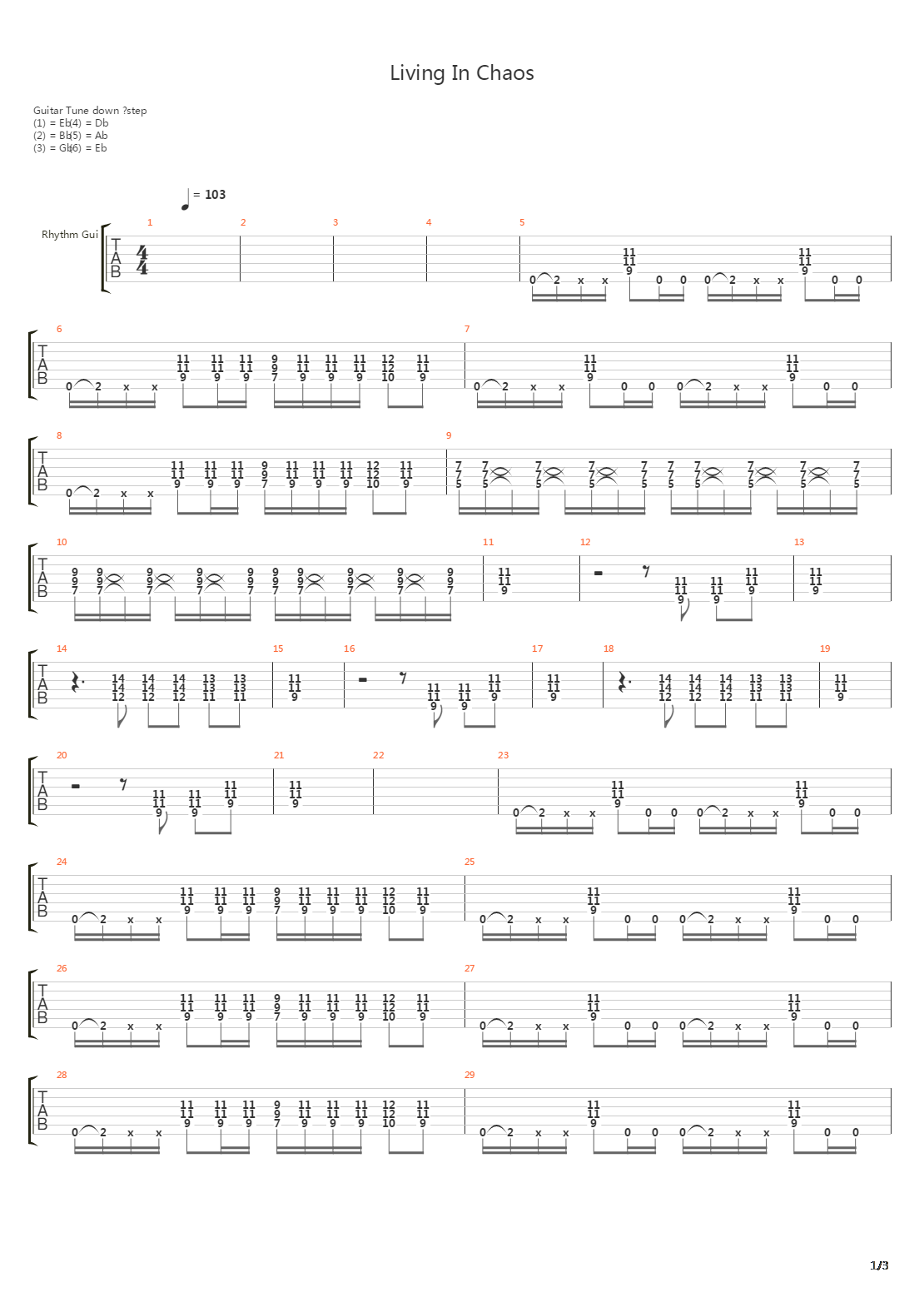 Living In Chaos吉他谱