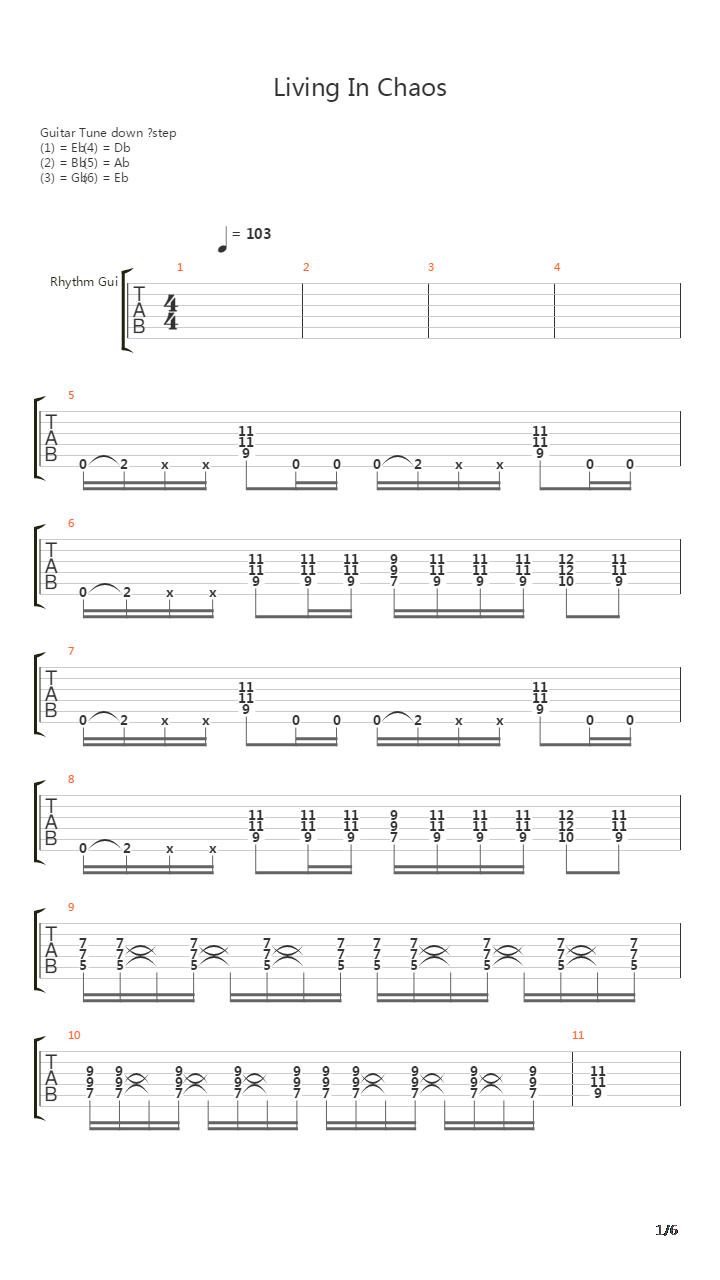 Living In Chaos吉他谱