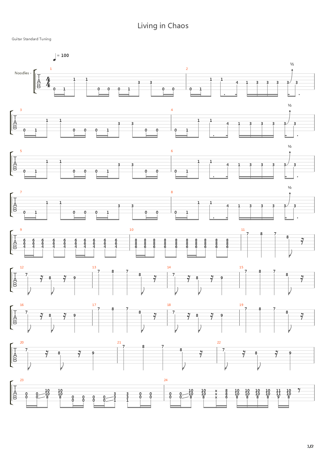 Living In Chaos吉他谱