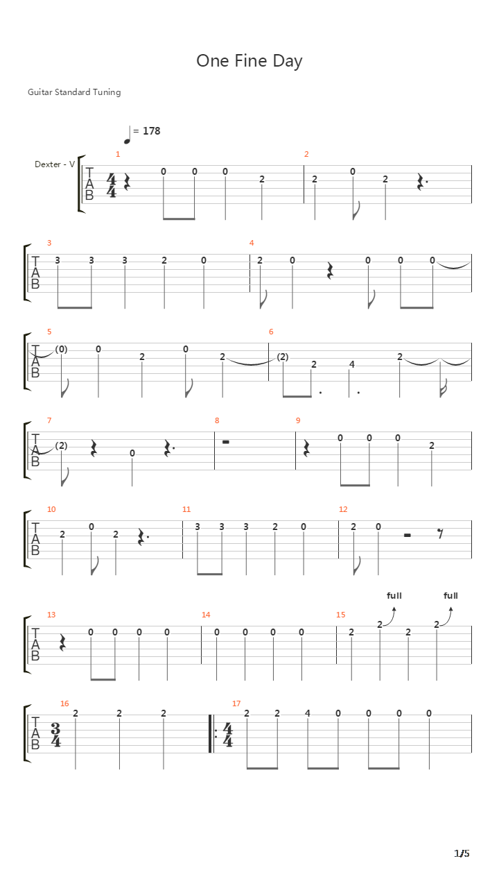 One Fine Day吉他谱