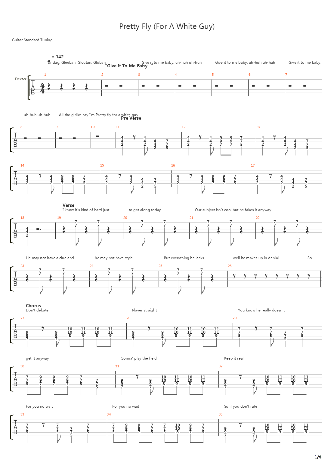 Pretty Fly For A White Guy吉他谱