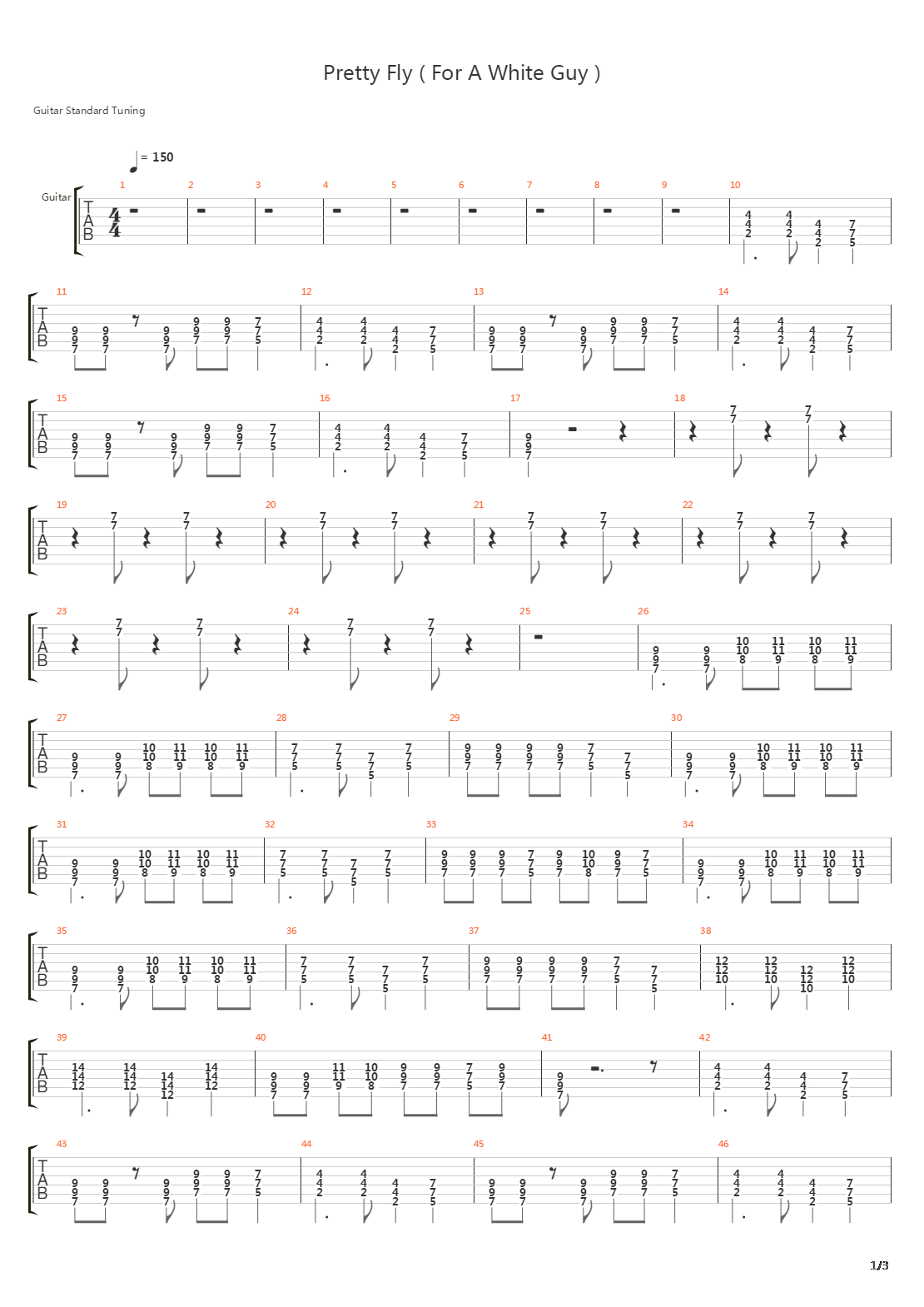 Pretty Fly For A White Guy吉他谱
