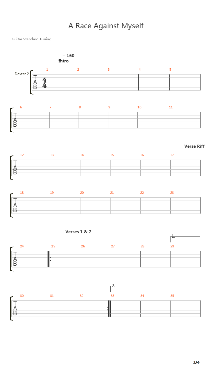 Race Against Myself吉他谱