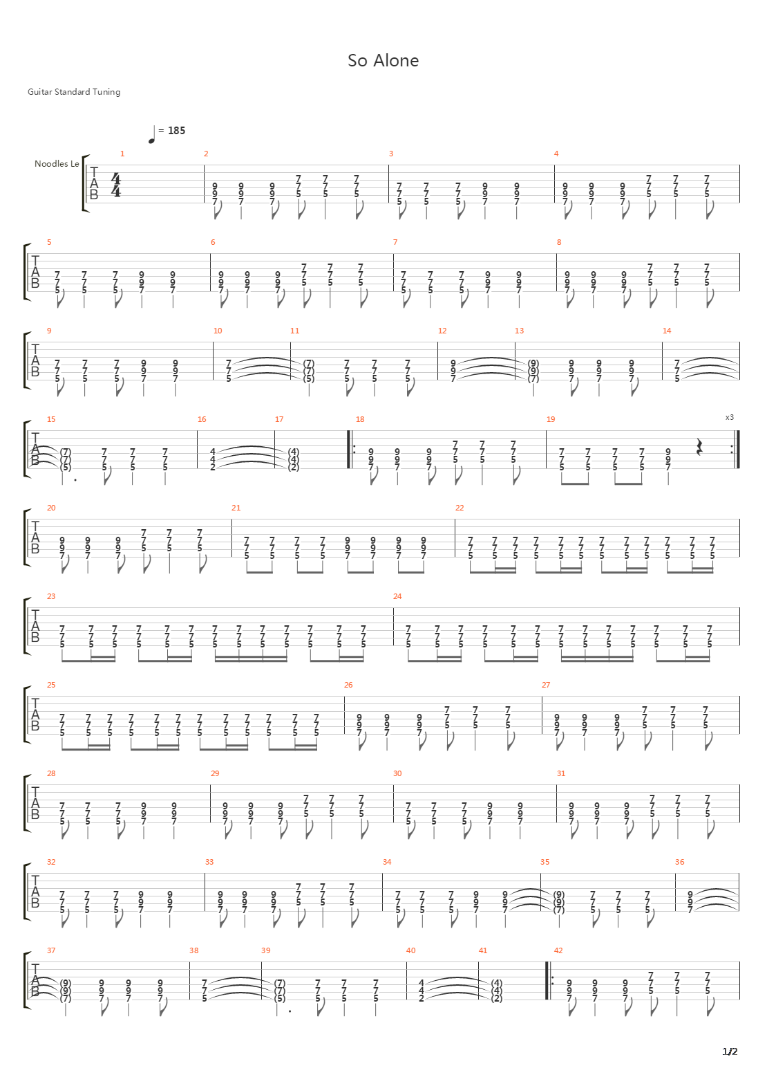 So Alone吉他谱