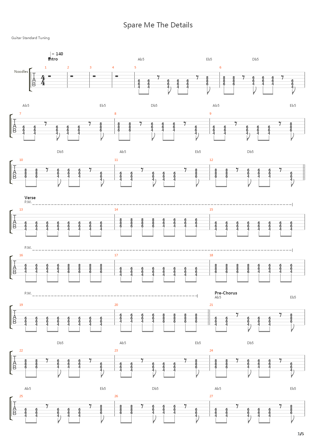 Spare Me The Details吉他谱