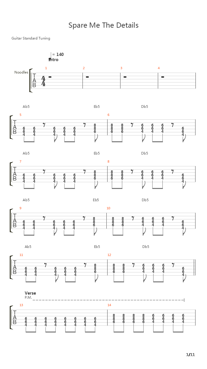 Spare Me The Details吉他谱