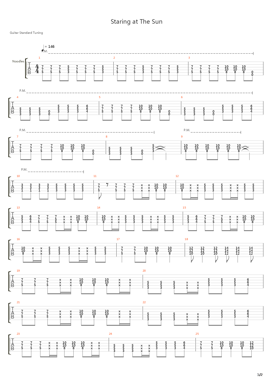 Staring At The Sun吉他谱