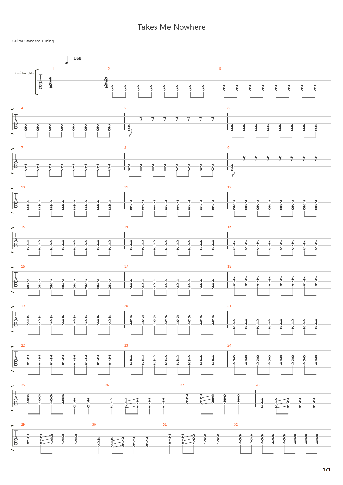 Takes Me Nowhere吉他谱