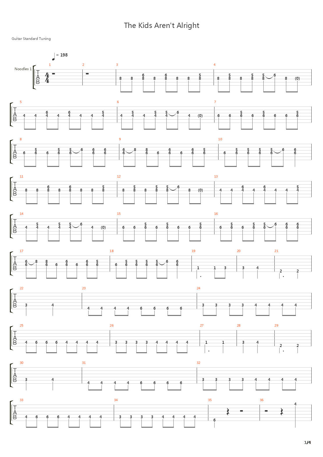 The Kids Arent Alright吉他谱