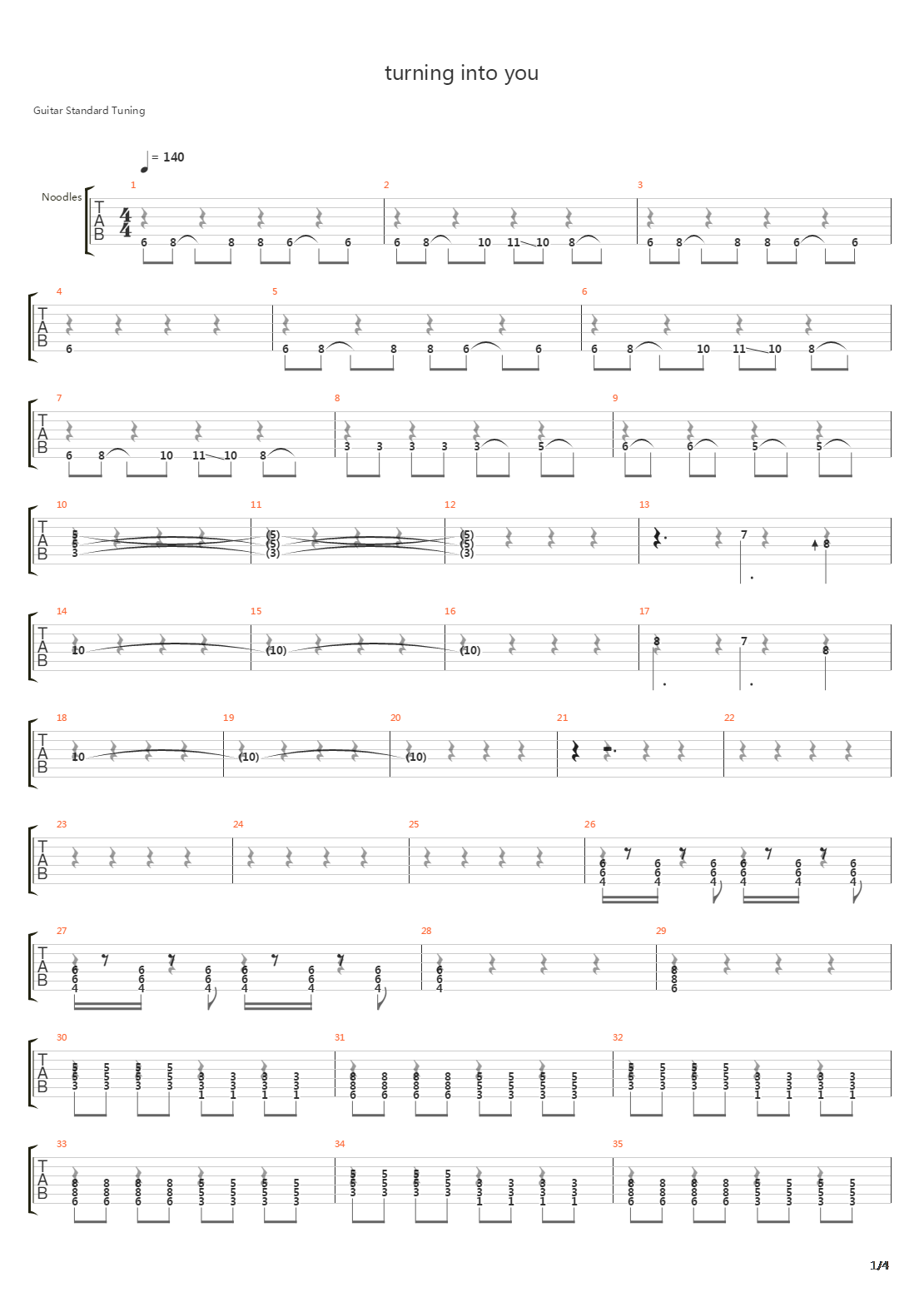 Turning Into You吉他谱