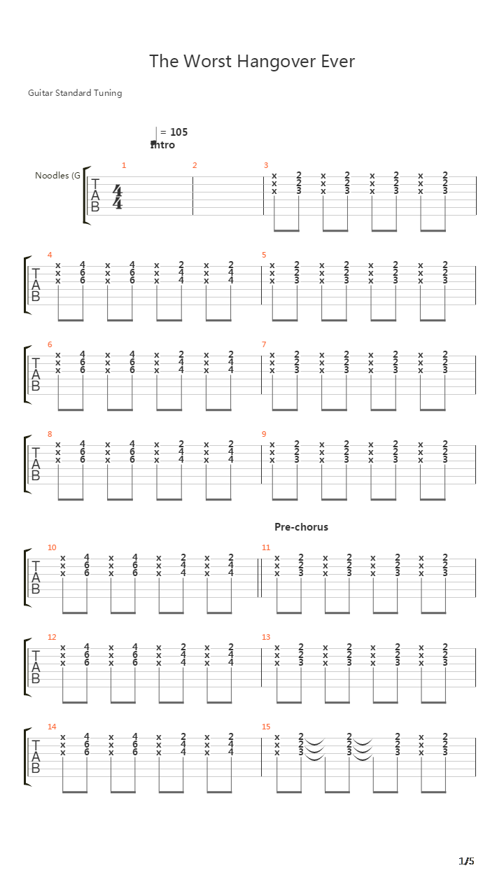 Worst Hangover Ever吉他谱