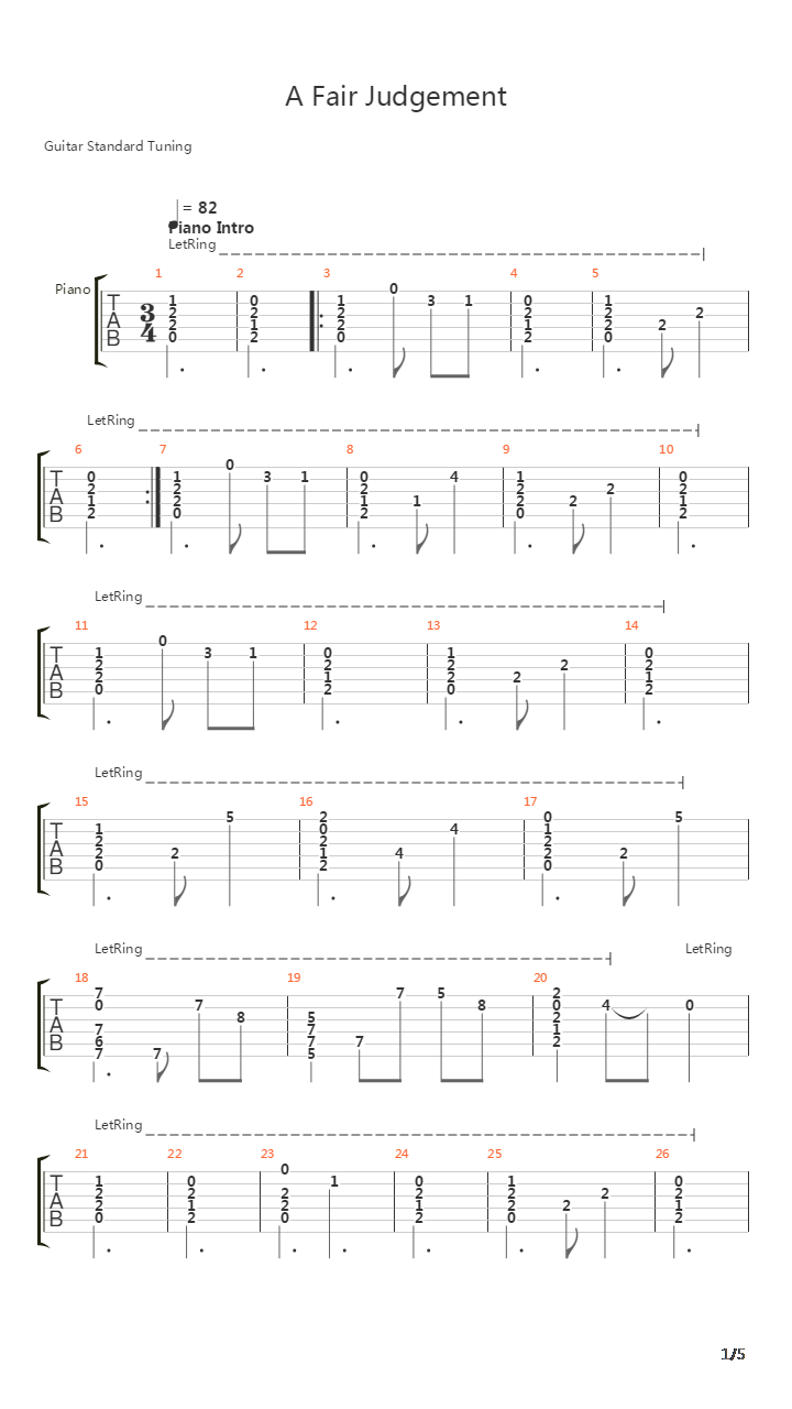 A Fair Judgement吉他谱