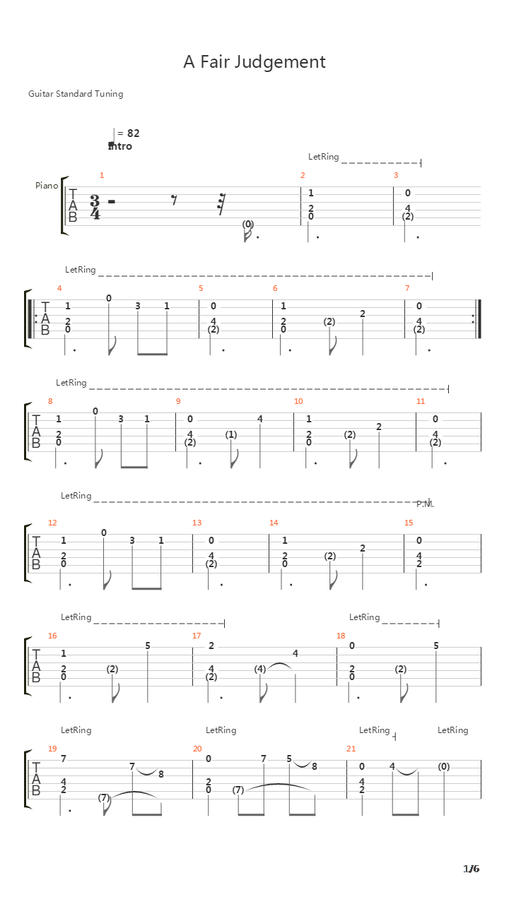 A Fair Judgement吉他谱