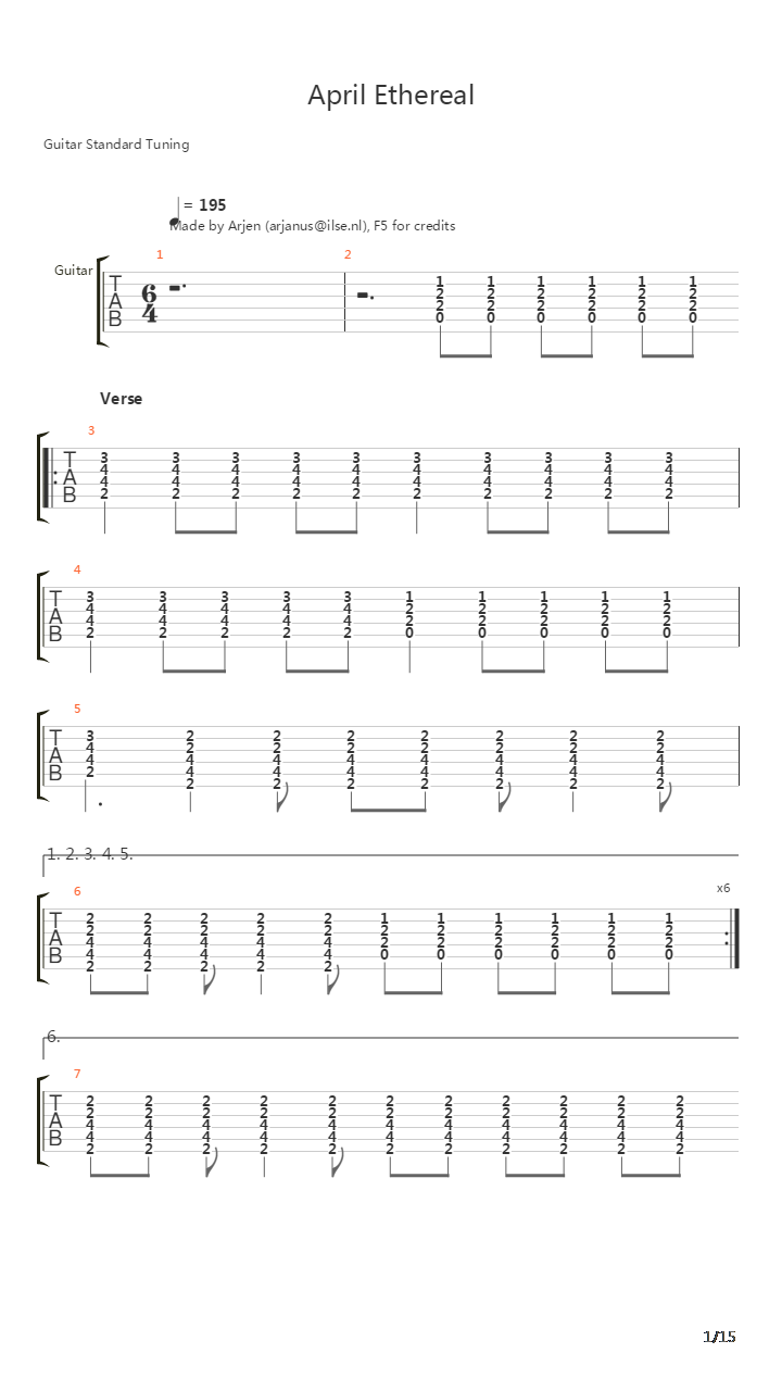 April Ethereal吉他谱