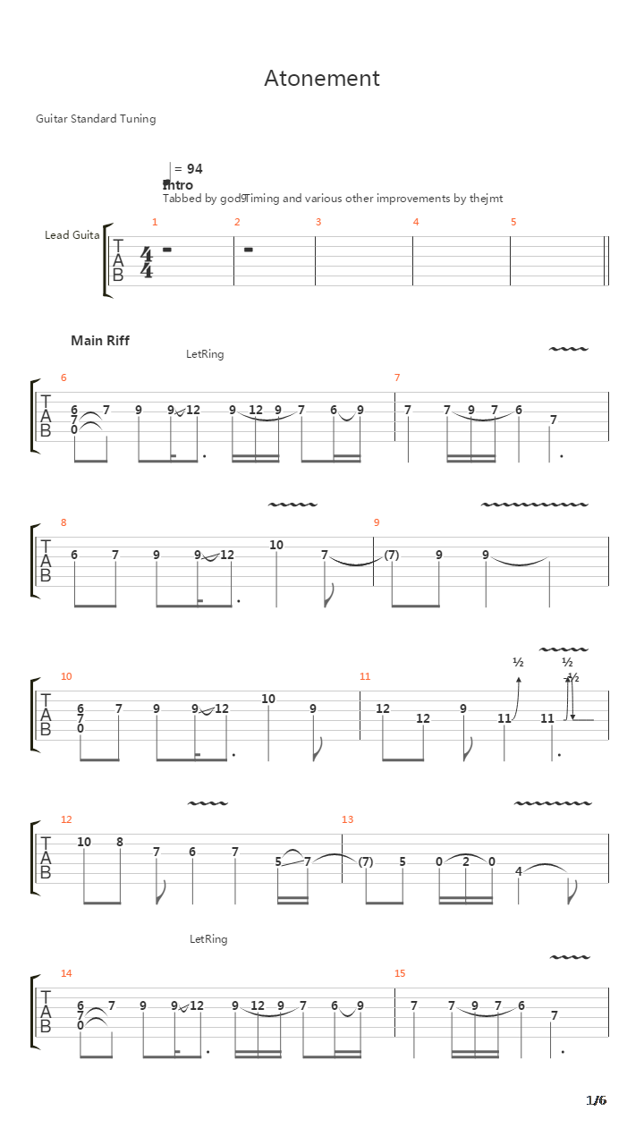 Atonement吉他谱