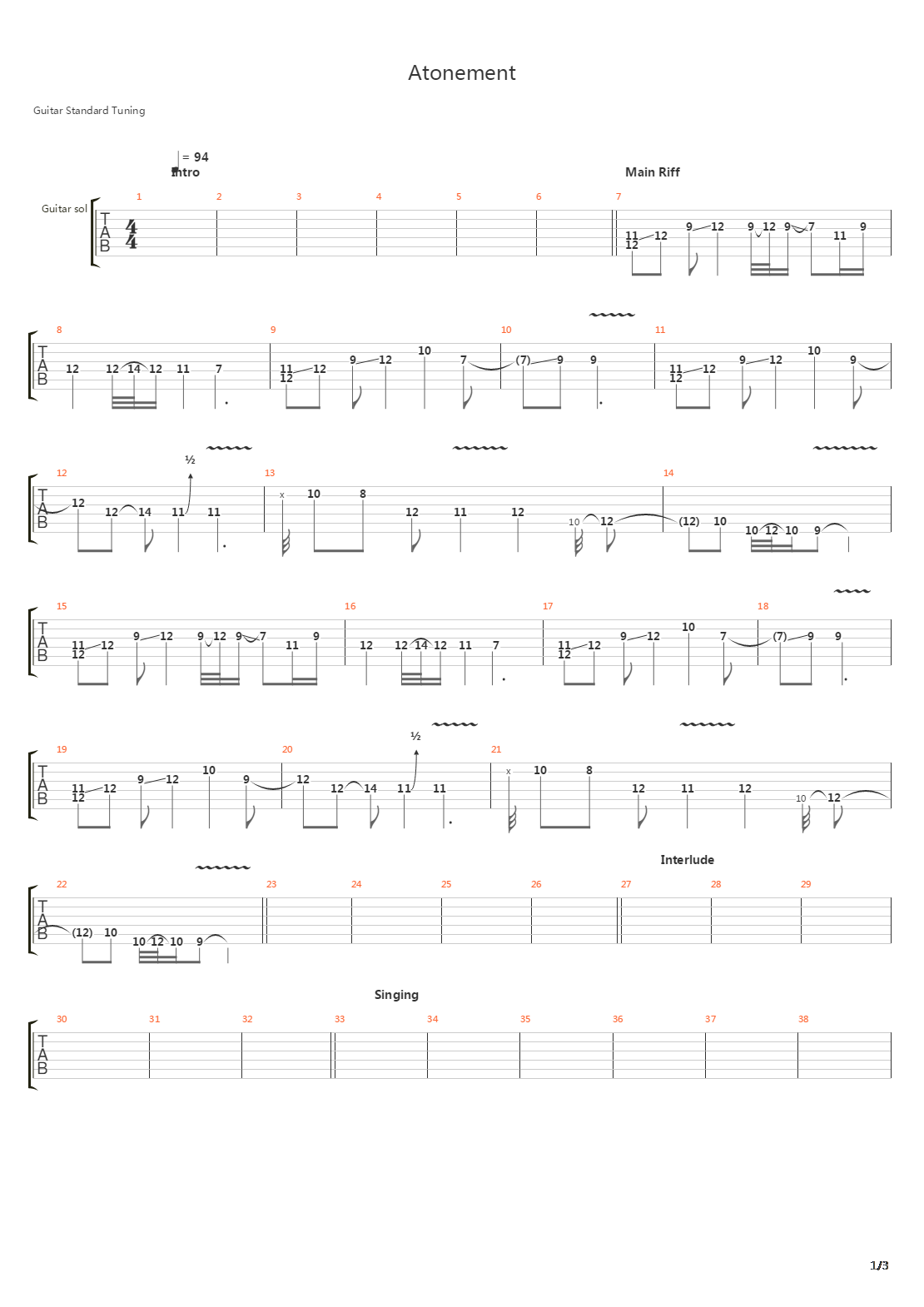 Atonement吉他谱