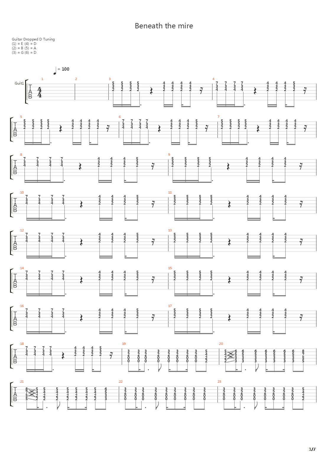 Beneath The Mire吉他谱