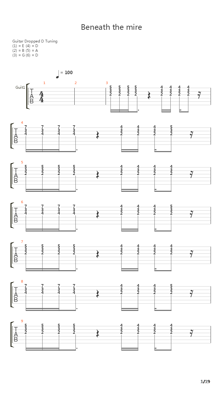 Beneath The Mire吉他谱