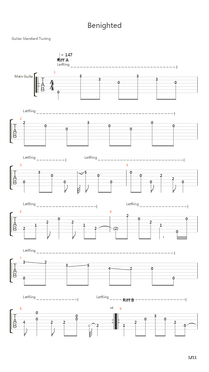 Benighted吉他谱