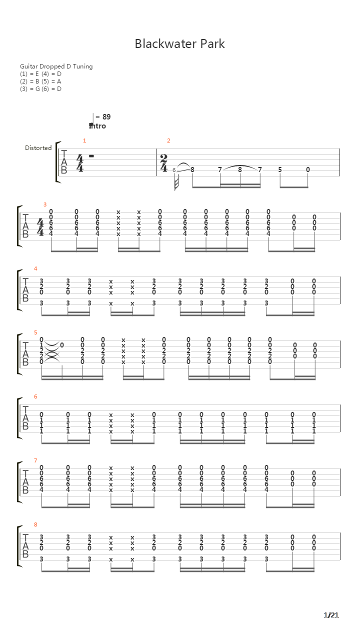 Blackwater Park吉他谱