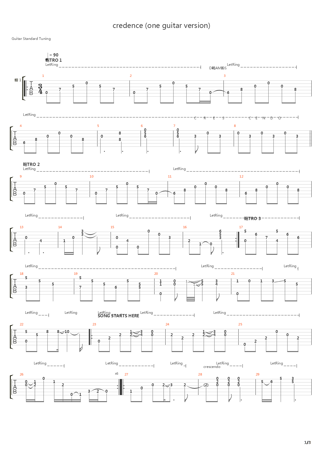 Credence吉他谱