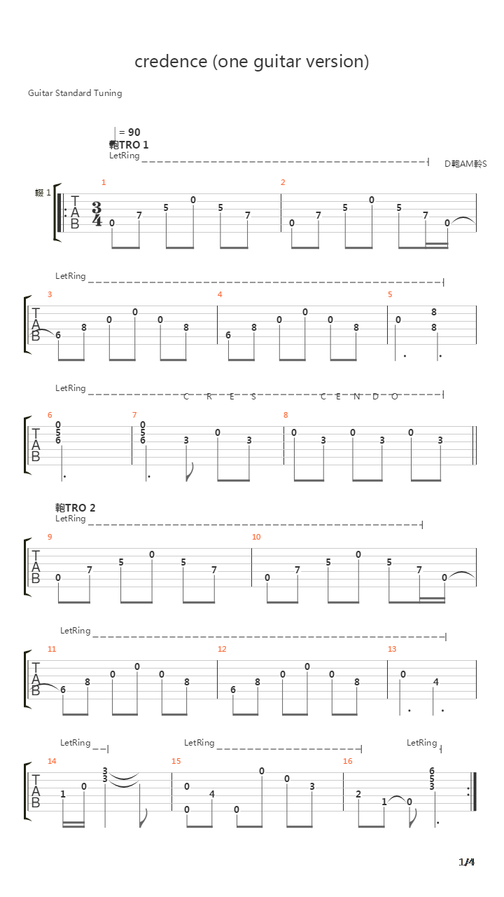 Credence吉他谱