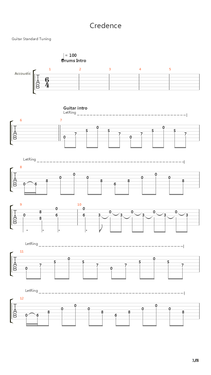 Credence吉他谱