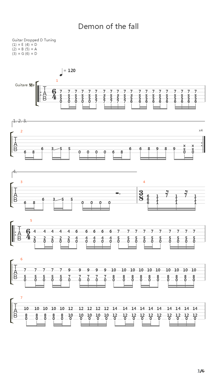 Demon Of The Fall吉他谱