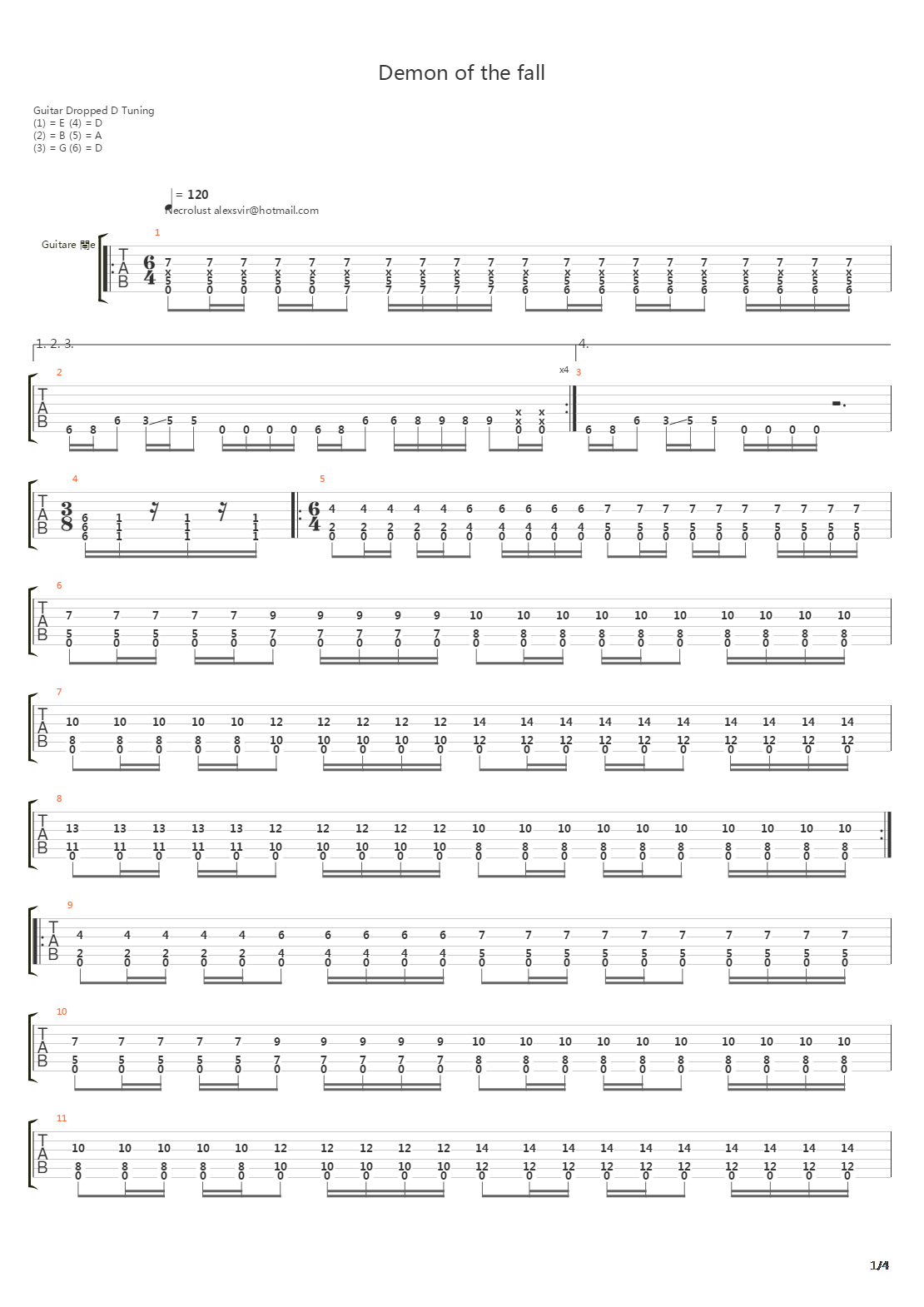 Demon Of The Fall吉他谱