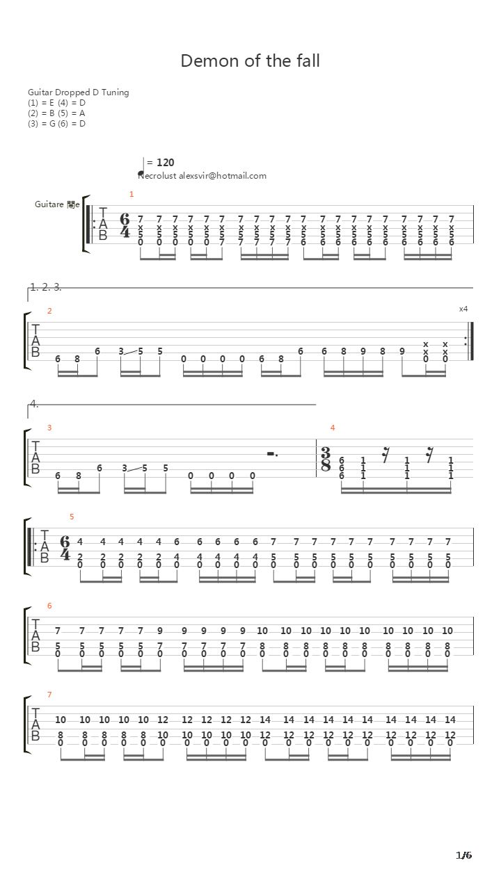 Demon Of The Fall吉他谱