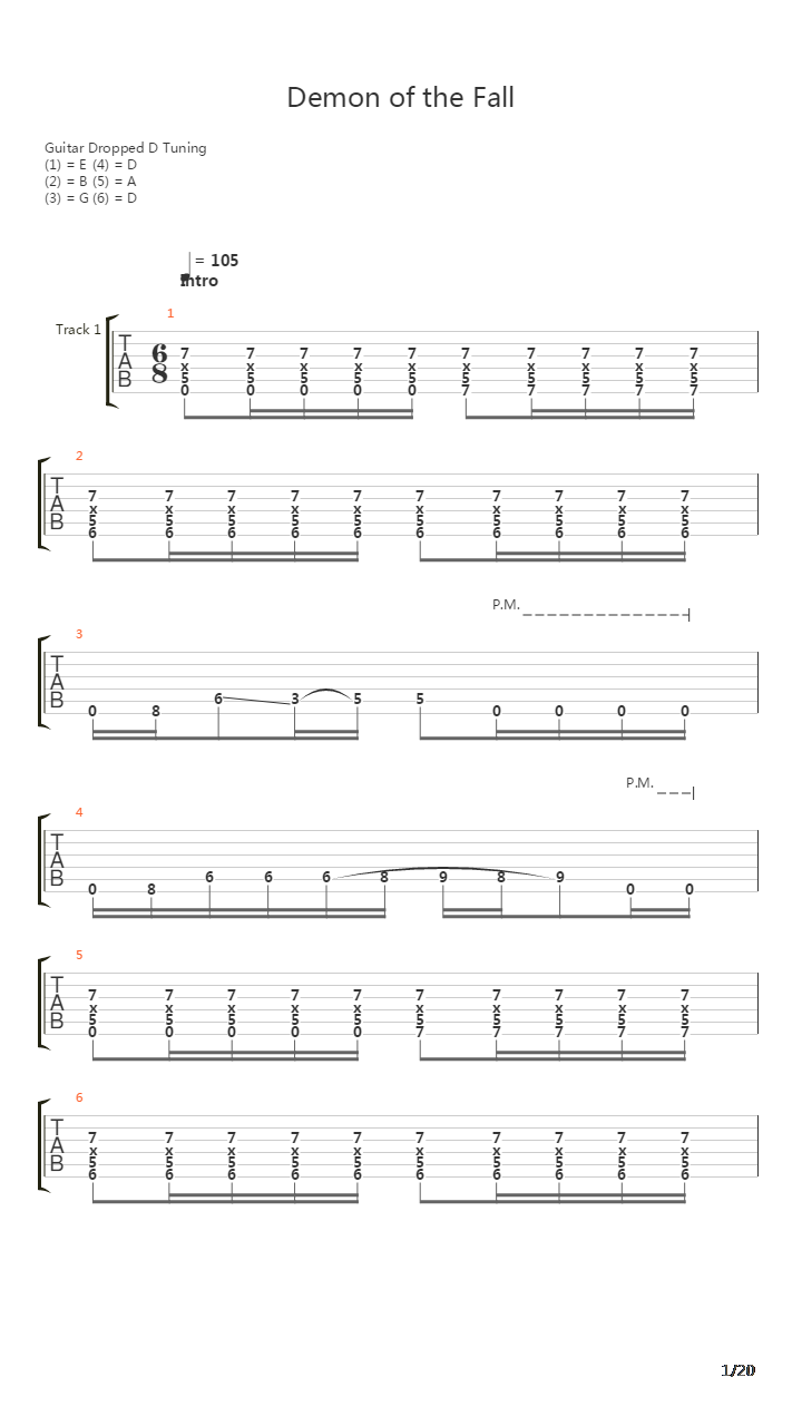 Demon Of The Fall吉他谱