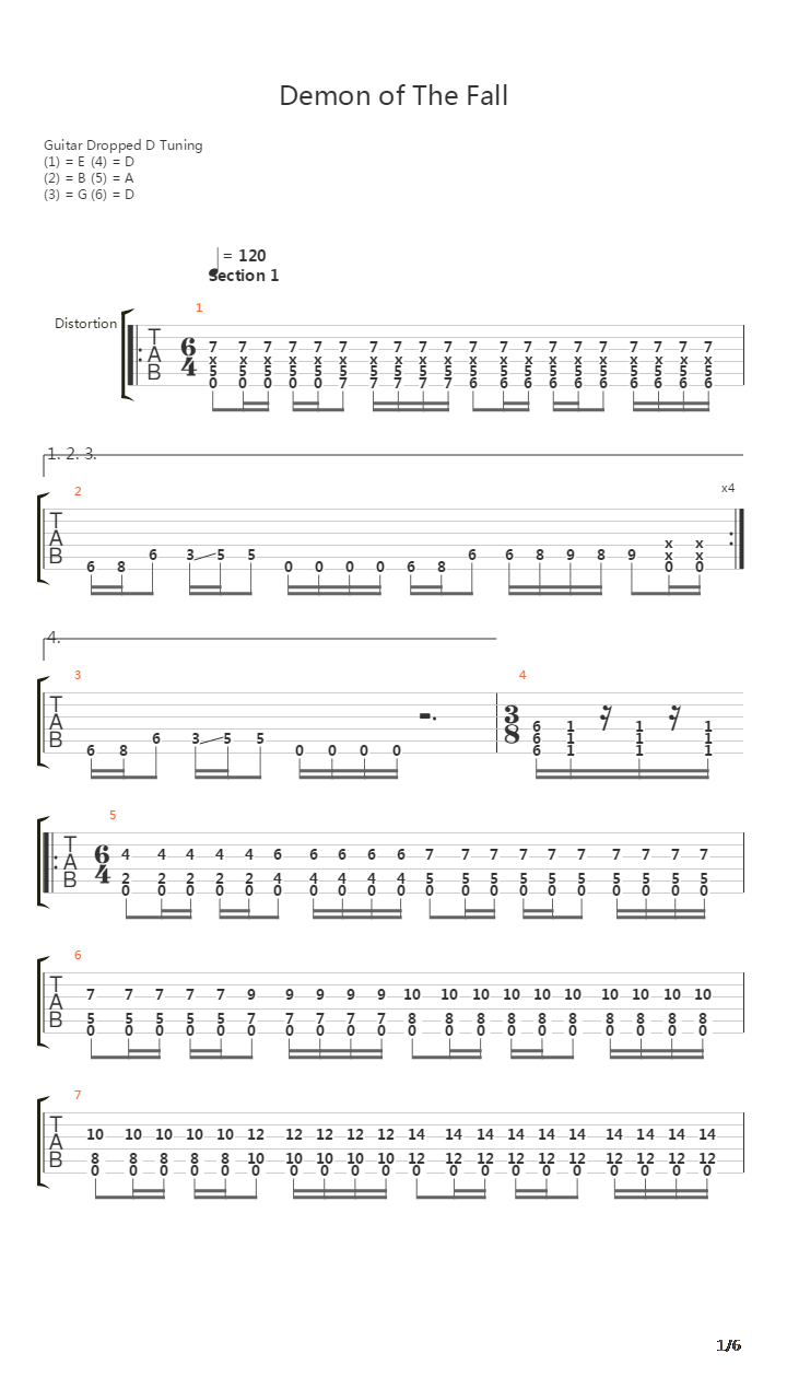 Demon Of The Fall吉他谱