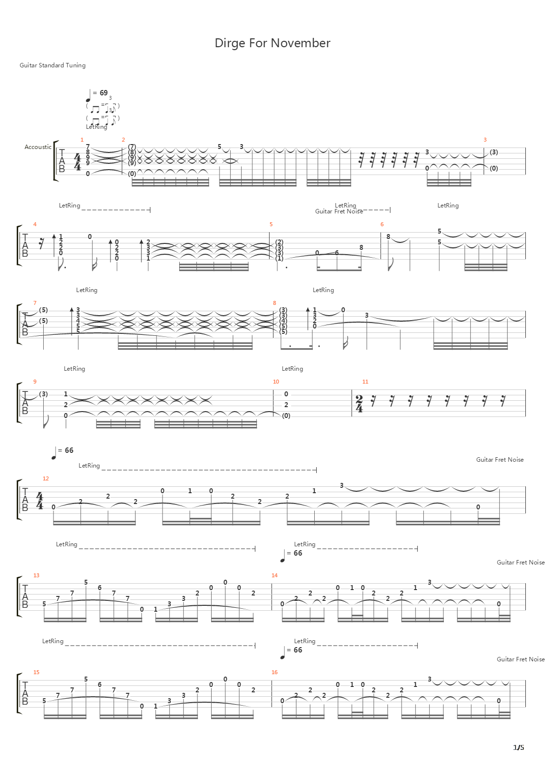 Dirge For November吉他谱