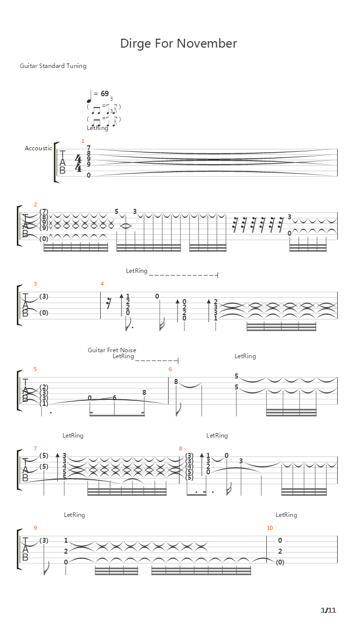 Dirge For November吉他谱