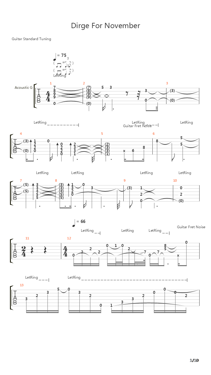 Dirge For November吉他谱