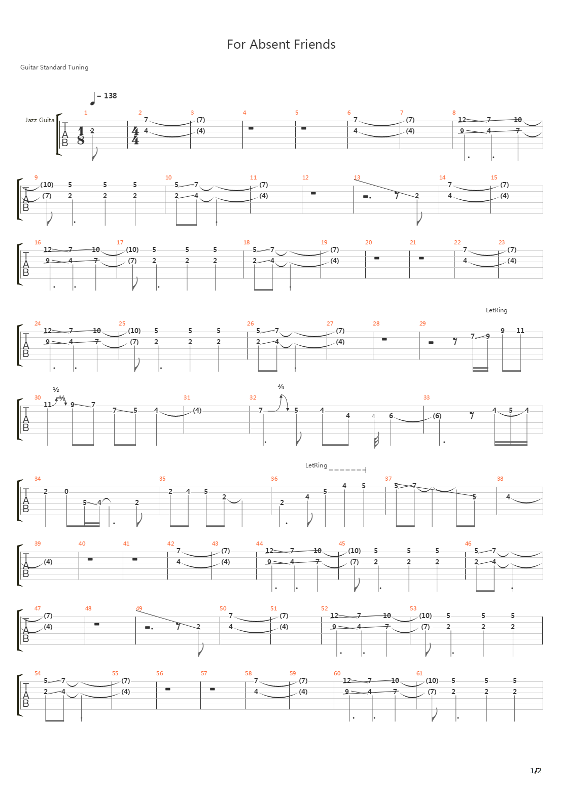 For Absent Friends吉他谱