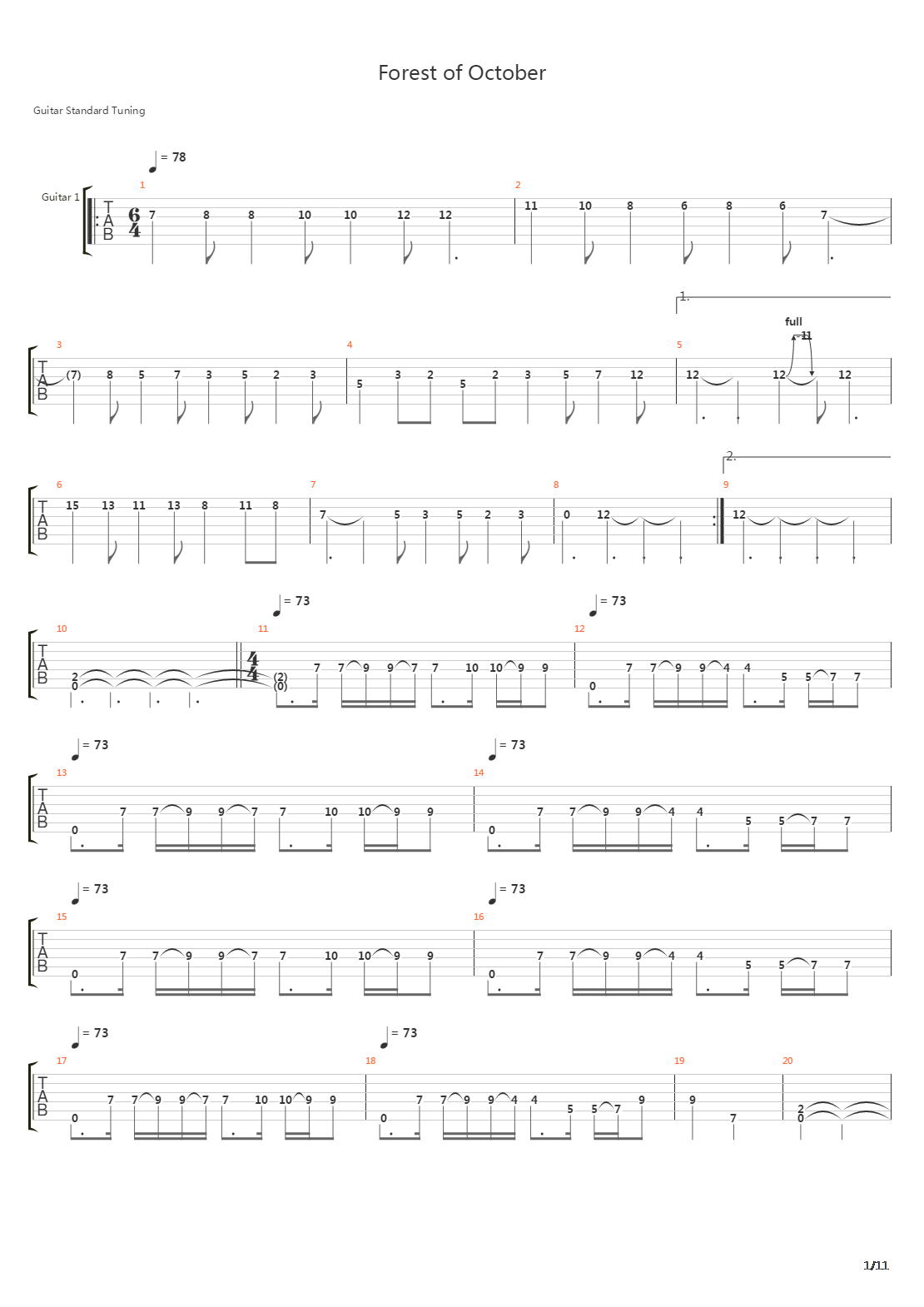 Forest Of October吉他谱