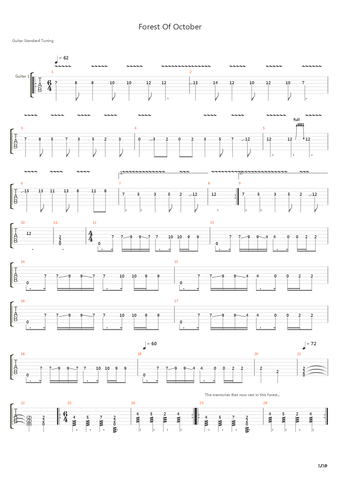 Forest Of October吉他谱